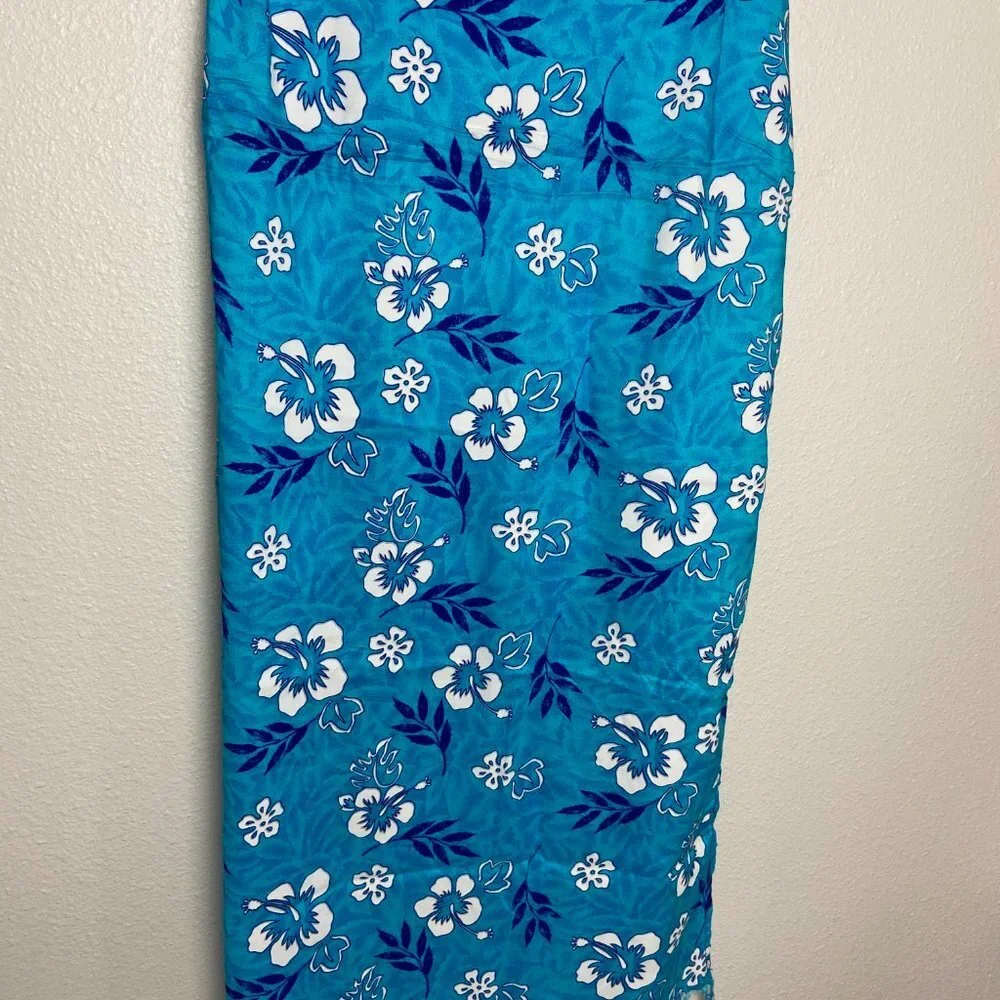 Tropical Blue Floral Swim Sarong - Picture 2 of 5